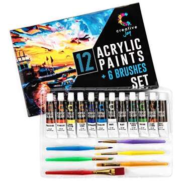 Creative Joy CJAPB01 Acrylic Paint Set & Brushes Vivid Paint Sets Include 6 Brushes-Great for Artist...