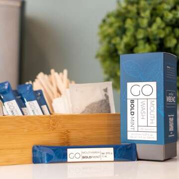 Bold Mint GO Travel Size Mouthwash Packets - Bulk Individual Mini Mouthwash Packets - Perfect Travel Size Toiletries for Guest Bathrooms - Alternative to Breath Strips and Spray, Alcohol and Dye Free