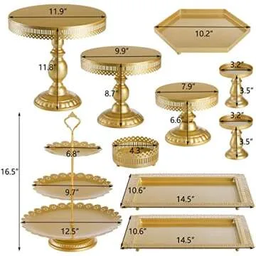 Hedume Set of 10 Cake Stand, Metal Cupcake Stand Set with Multiple Combination Styles, Dessert Plate Cake Serving Tray Candy Fruit Display Tower for Wedding, Birthday Party, Baby Shower, Anniversary
