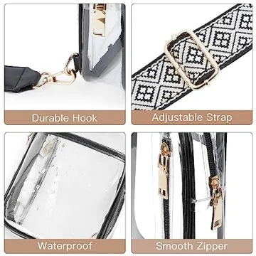 Telena Clear Bag for Events - Stadium Crossbody Bag