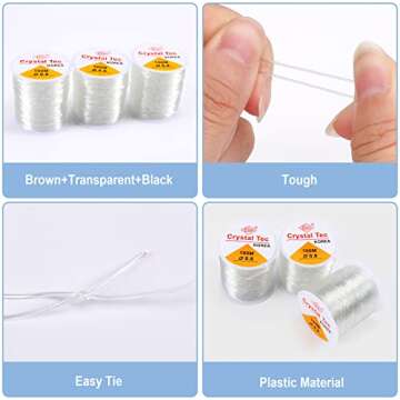 SANNIX 3 Rolls 0.8mm Stretchy String for Bracelets,Elastic String Cord Rope for Jewelry Making Bracelet Necklace Beading 300m Crystal Stretch Bracelet String Bead Cord (White)