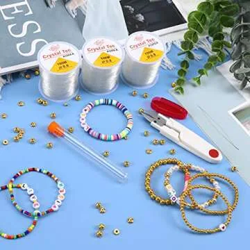 SANNIX 3 Rolls 0.8mm Stretchy String for Bracelets,Elastic String Cord Rope for Jewelry Making Bracelet Necklace Beading 300m Crystal Stretch Bracelet String Bead Cord (White)