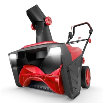 Powerful 20-Inch Electric Snow Blower with LED Lights & 180° Chute