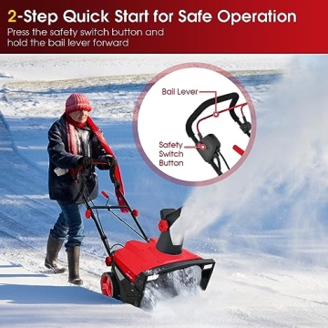 20-Inch Electric Snow Blower with LED Lights 180° Chute