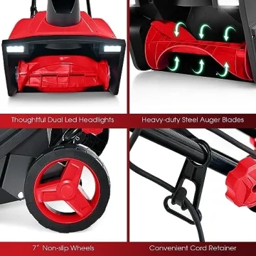 20-Inch Electric Snow Blower with LED Lights 180° Chute