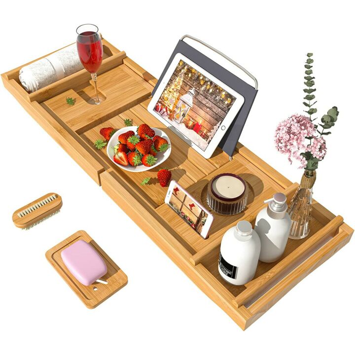 Bamboo Bath Caddy Tray - Adjustable & Luxurious