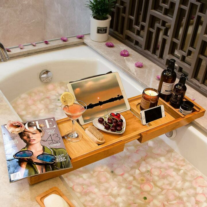 Bamboo Bath Caddy Tray - Adjustable & Luxurious