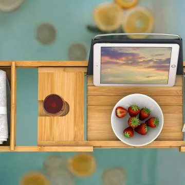 Bamboo Bath Caddy Tray - Adjustable & Luxurious