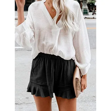 Mosucoirl Women's Comfy Elastic Waist Summer Shorts with Pockets