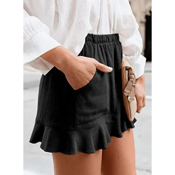 Mosucoirl Women's Comfy Elastic Waist Summer Shorts with Pockets
