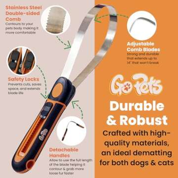 GoPets Deshedding Blade Rake for Professional Grooming
