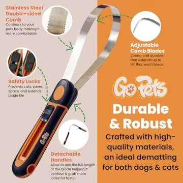 GoPets Deshedding Blade Rake for Professional Grooming