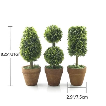 Tuokor 8.25" Artificial Topiary Shrubs - Set of 3