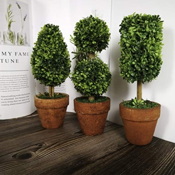 Tuokor 8.25" Artificial Topiary Shrubs - Set of 3