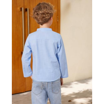 Stylish Boys Cotton Linen Henley Shirt - Casual Comfort