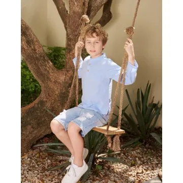 Stylish Boys Cotton Linen Henley Shirt - Casual Comfort