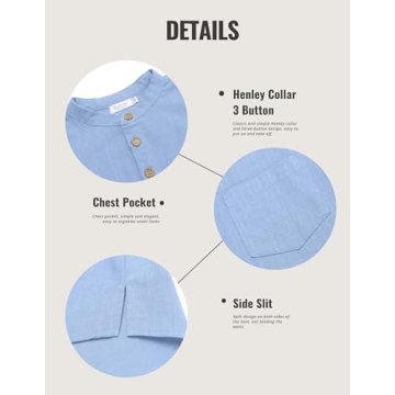 Stylish Boys Cotton Linen Henley Shirt - Casual Comfort