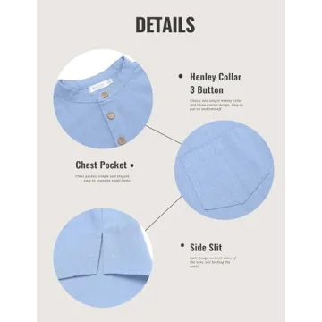 Stylish Boys Cotton Linen Henley Shirt - Casual Comfort