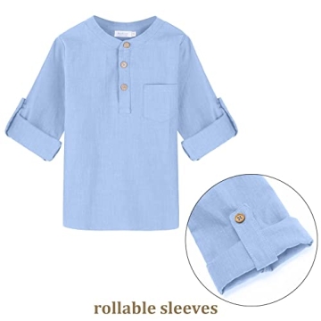 Stylish Boys Cotton Linen Henley Shirt - Casual Comfort