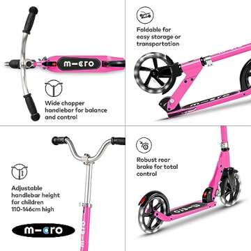 Micro Kickboard Cruiser LED Scooter for Kids - Pink