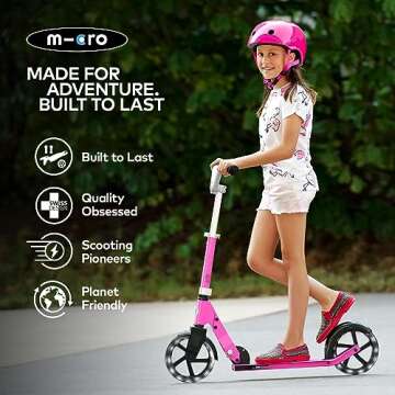 Micro Kickboard Cruiser LED Scooter for Kids - Pink