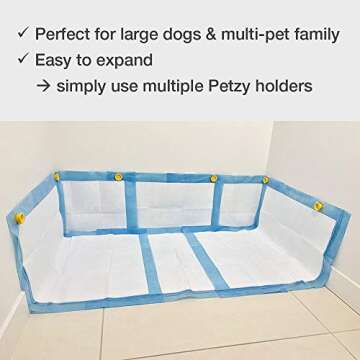 Petzy Pee Pad Holder for dogs (Pack of 2) | Potty Training for Leg-Lifting Dogs & Marking in the House | Any Size Puppy Pads (XL-SM) | Magnet: Easy Stick & Release, Better than Pee Pad Tray with Walls