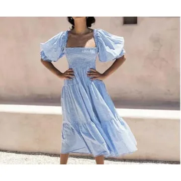 R.Vivimos Boho Summer Off-Shoulder Midi Dress for Women