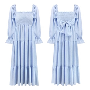 R.Vivimos Boho Summer Off-Shoulder Midi Dress for Women