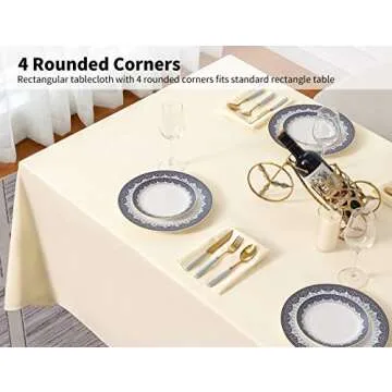 Surmente Beige Tablecloth for Elegant Dining Events  90x132