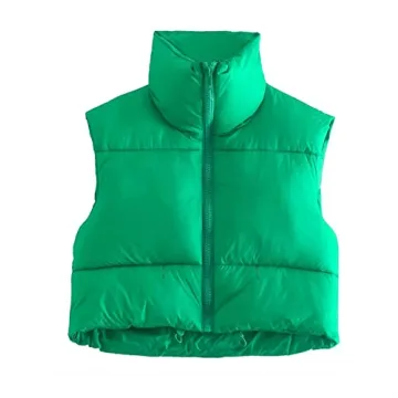 Flygo Women's Cropped Puffer Vest - Stylish & Warm Layering Essential