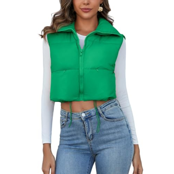 Stylish Flygo Women's Cropped Puffer Vest for Winter Warmth