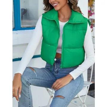 Stylish Flygo Women's Cropped Puffer Vest for Winter Warmth