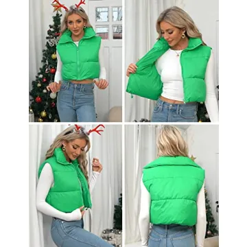 Stylish Flygo Women's Cropped Puffer Vest for Winter Warmth