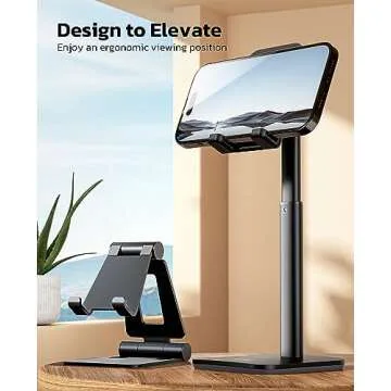 Nulaxy Phone Stand, Height Angle Adjustable Cell Phone Stand, Phone Holder for Desk Compatible with Phone 16 15 14 13 12 Mini 11 Pro Xs Max Xr X 8 7 6 6s Plus, All Smartphones (4-8 inches) - Black