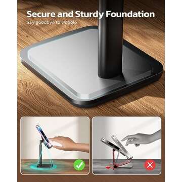 Nulaxy Phone Stand, Height Angle Adjustable Cell Phone Stand, Phone Holder for Desk Compatible with Phone 16 15 14 13 12 Mini 11 Pro Xs Max Xr X 8 7 6 6s Plus, All Smartphones (4-8 inches) - Black