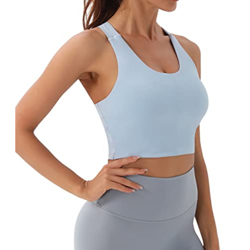 JOYSPELS Extra Comfort Criss-Cross Back Padded Sports Bra  Light Blue