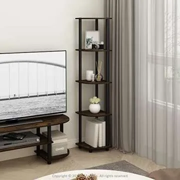 Furinno Turn-N-Tube Corner 5-Tier Display Rack - Stylish, Versatile Shelving Unit