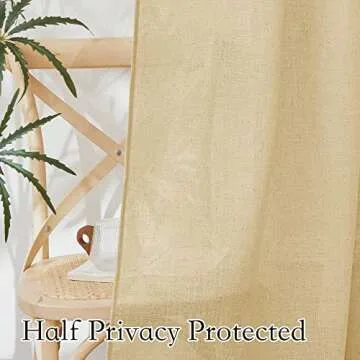 RYB HOME 95 Inches Long Sheer Linen Blend Curtains