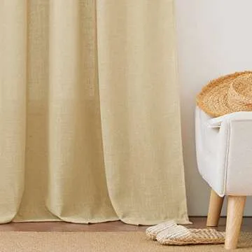 RYB HOME 95 Inches Long Sheer Linen Blend Curtains