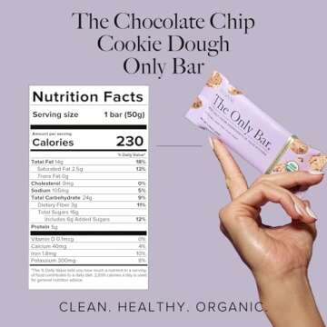 Truvani Plant Based Snack Bars | Chocolate Chip Cookie Dough 12 Pack | 5g Protein | USDA Organic and...