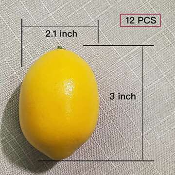 WsCrofts 12pcs Artificial Lemons - Bright Yellow Faux Fruit for Festive Decor