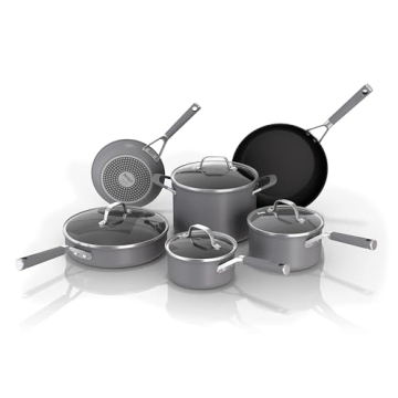 Ninja Non Stick Pots and Pans Set | Comfort Grip 10-Piece Cookware Set