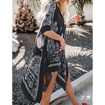 Breezy Lane Kimonos for Women Beach Coverups Bathing Suit Swimsuit Cover Up with Floral Print for Vacation