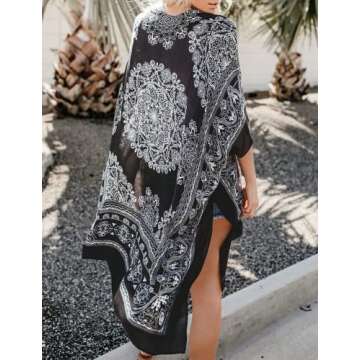 Breezy Lane Kimonos for Women Beach Coverups Bathing Suit Swimsuit Cover Up with Floral Print for Vacation