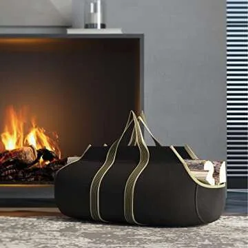 Fire Beauty Large Canvas Log Tote Bag Firewood Log Carrier