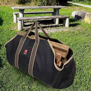 Fire Beauty Large Canvas Log Tote Bag Firewood Log Carrier