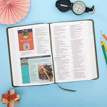 CSB Explorer Bible for Kids, Olive Compass LeatherTouch, Red Letter, Full-Color Design, Photos, Illustrations, Charts, Videos, Activities, Easy-to-Read Bible Serif Type