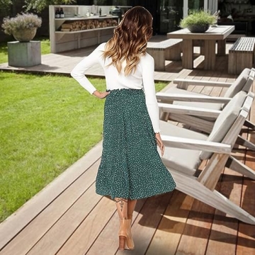 Stylish Exlura Polka Dot Midi Skirt with Pockets