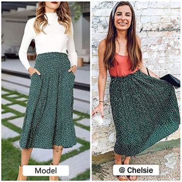 Stylish Exlura Polka Dot Midi Skirt with Pockets