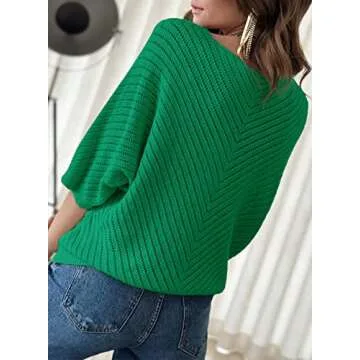 Dokotoo Womens Plus Size 3/4 Sleeve V Neck Loose Pullover Knit Sweaters for Women Fall Tunic Tops Jumper Knitted Casual Top Lightweight Summer Sweater 2025 Trendy Green XX-Large